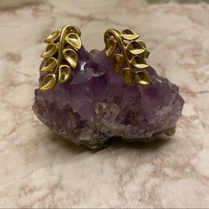 Golden Botanical Clip On Earrings